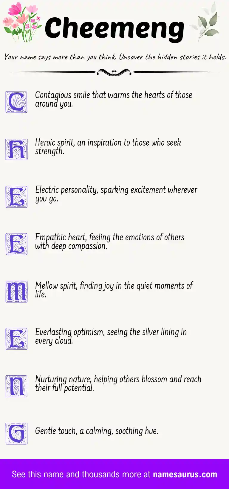 Acrostic poem about Cheemeng.