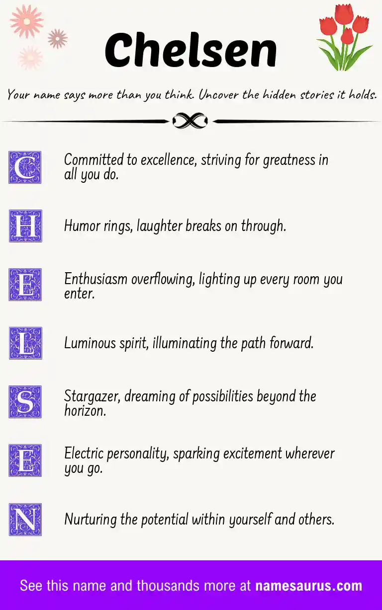 Acrostic poem about Chelsen.