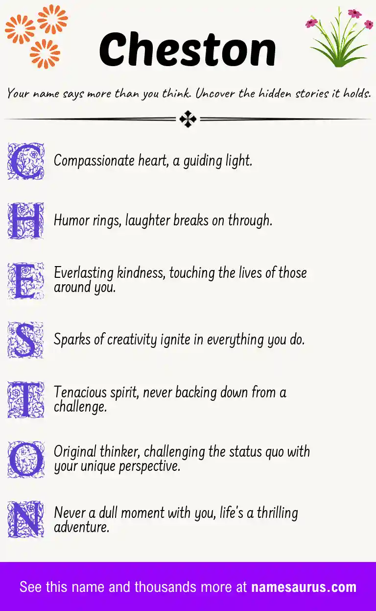 Acrostic poem about Cheston.