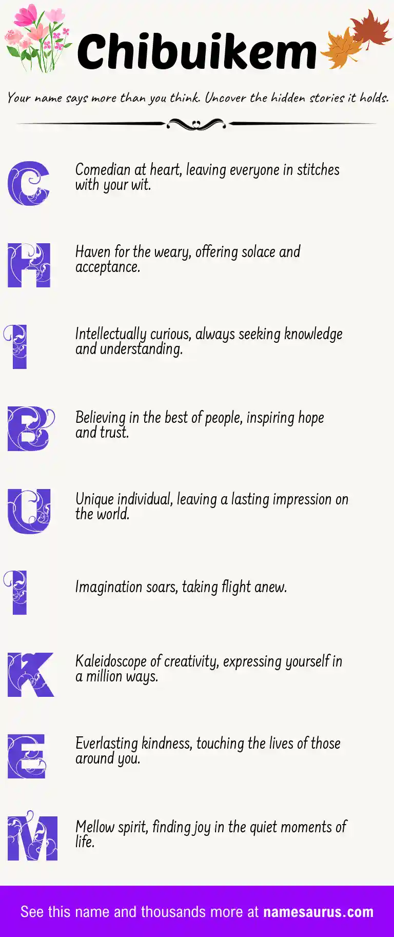 Acrostic poem about Chibuikem.