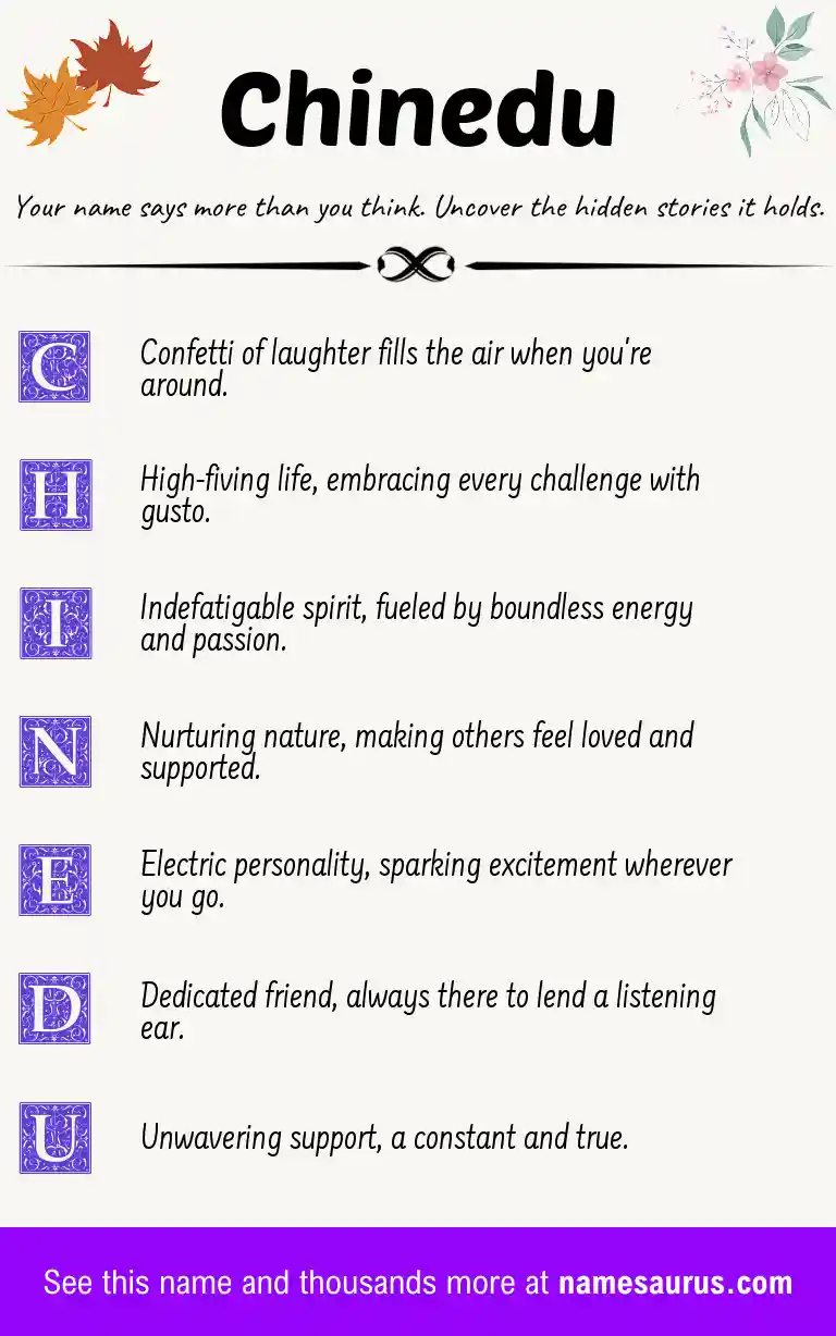 Acrostic poem about Chinedu.