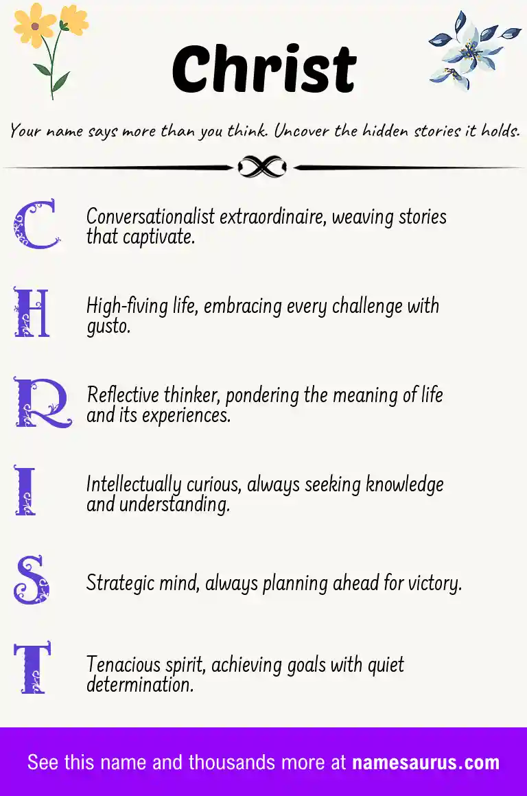 Acrostic poem about Christ.