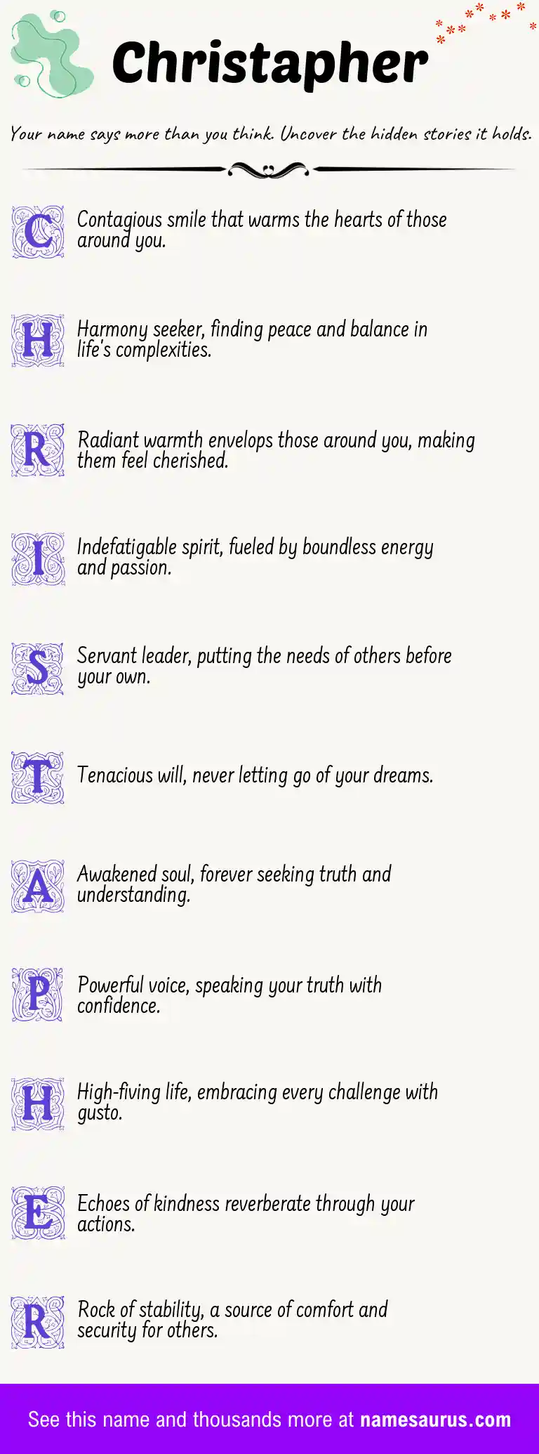 Acrostic poem about Christapher.
