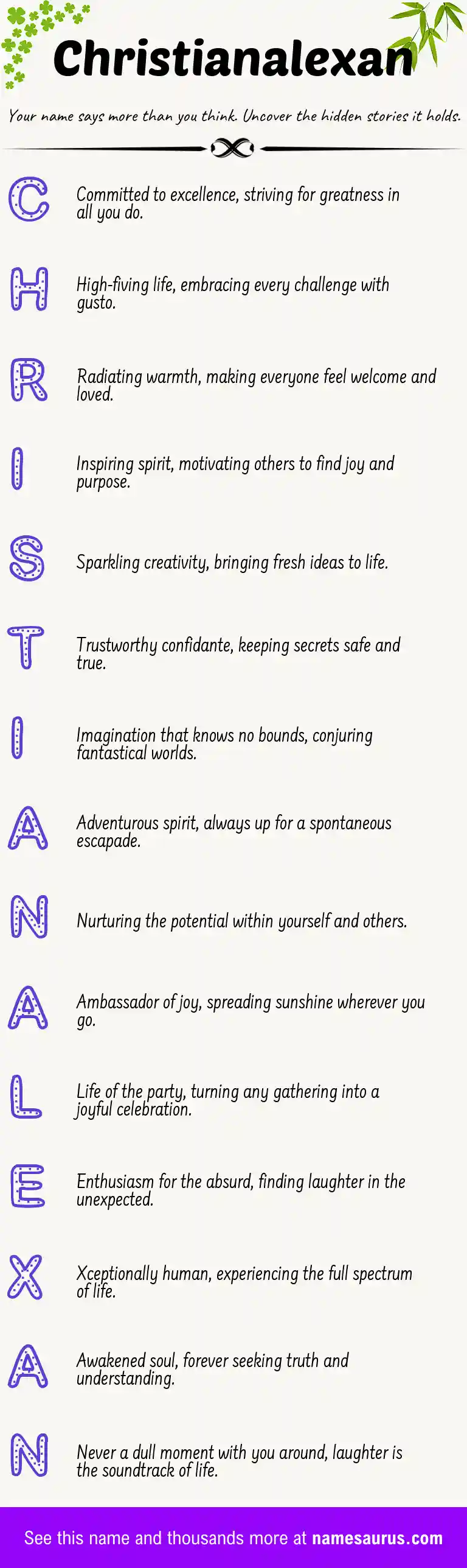 Acrostic poem about Christianalexan.