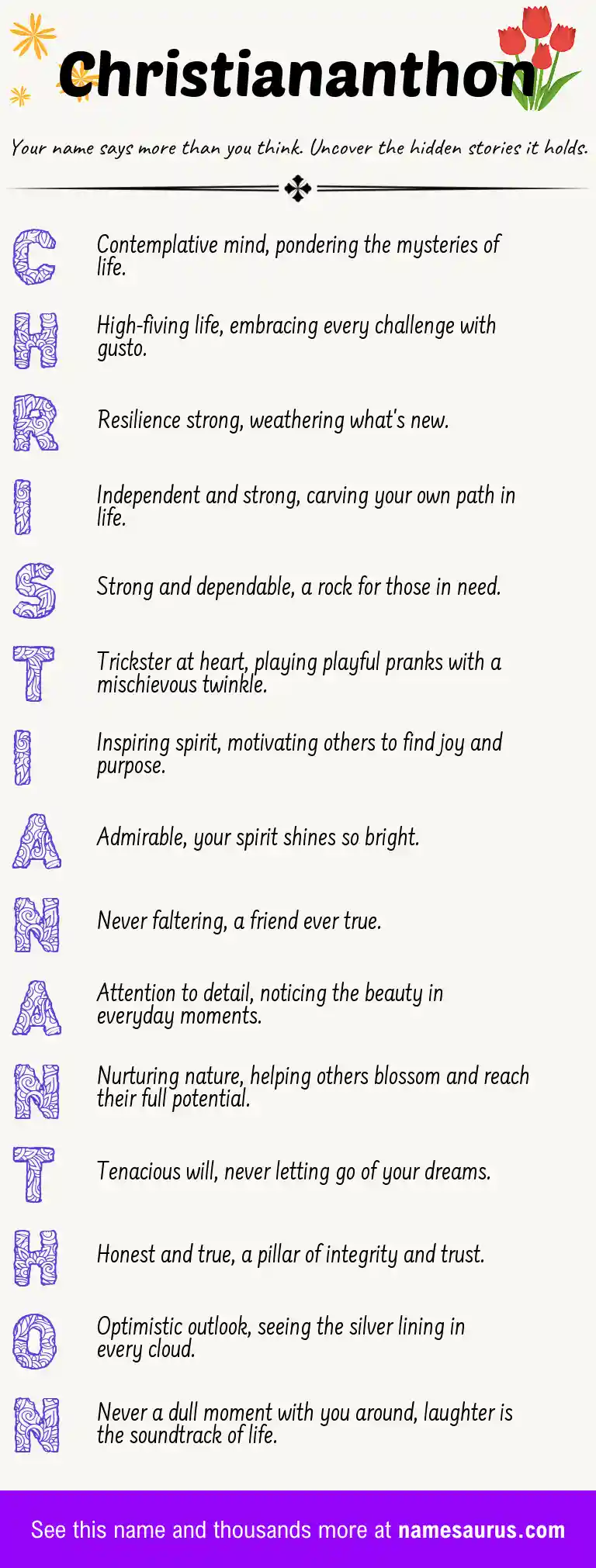 Acrostic poem about Christiananthon.