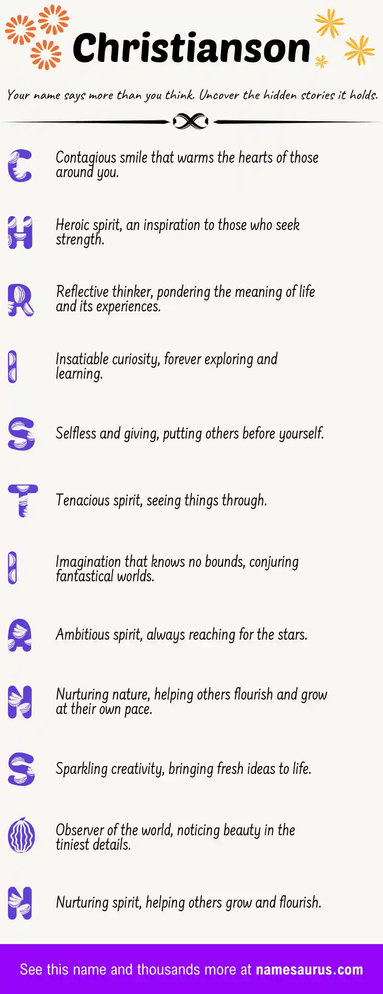 Acrostic poem about Christianson.
