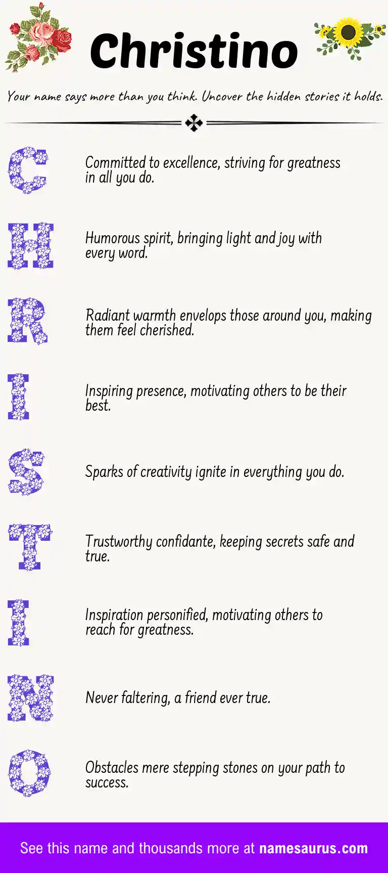 Acrostic poem about Christino.
