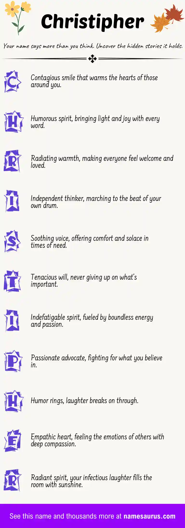 Acrostic poem about Christipher.
