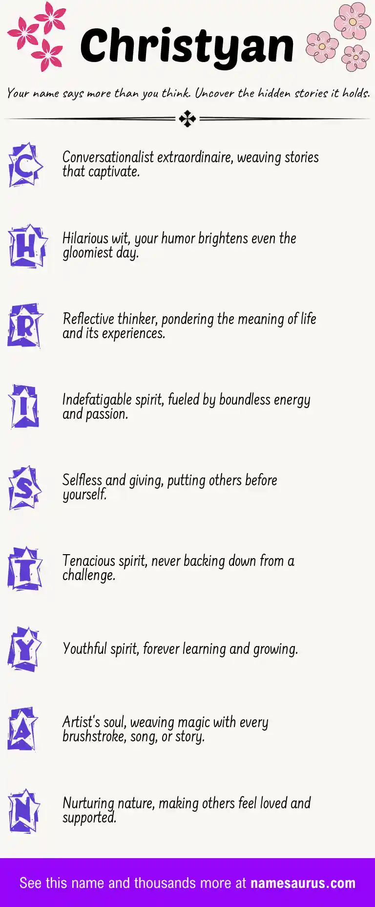 Acrostic poem about Christyan.