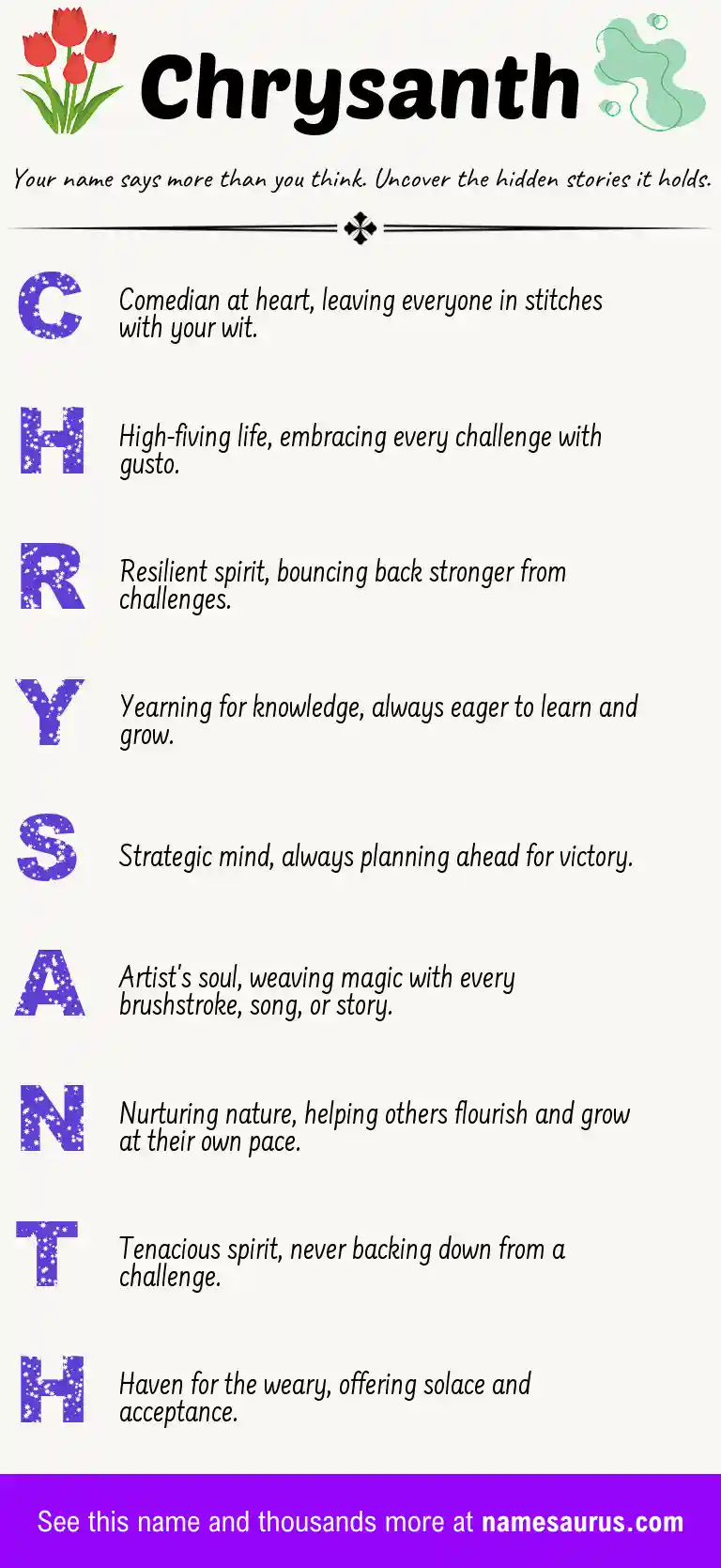 Acrostic poem about Chrysanth.