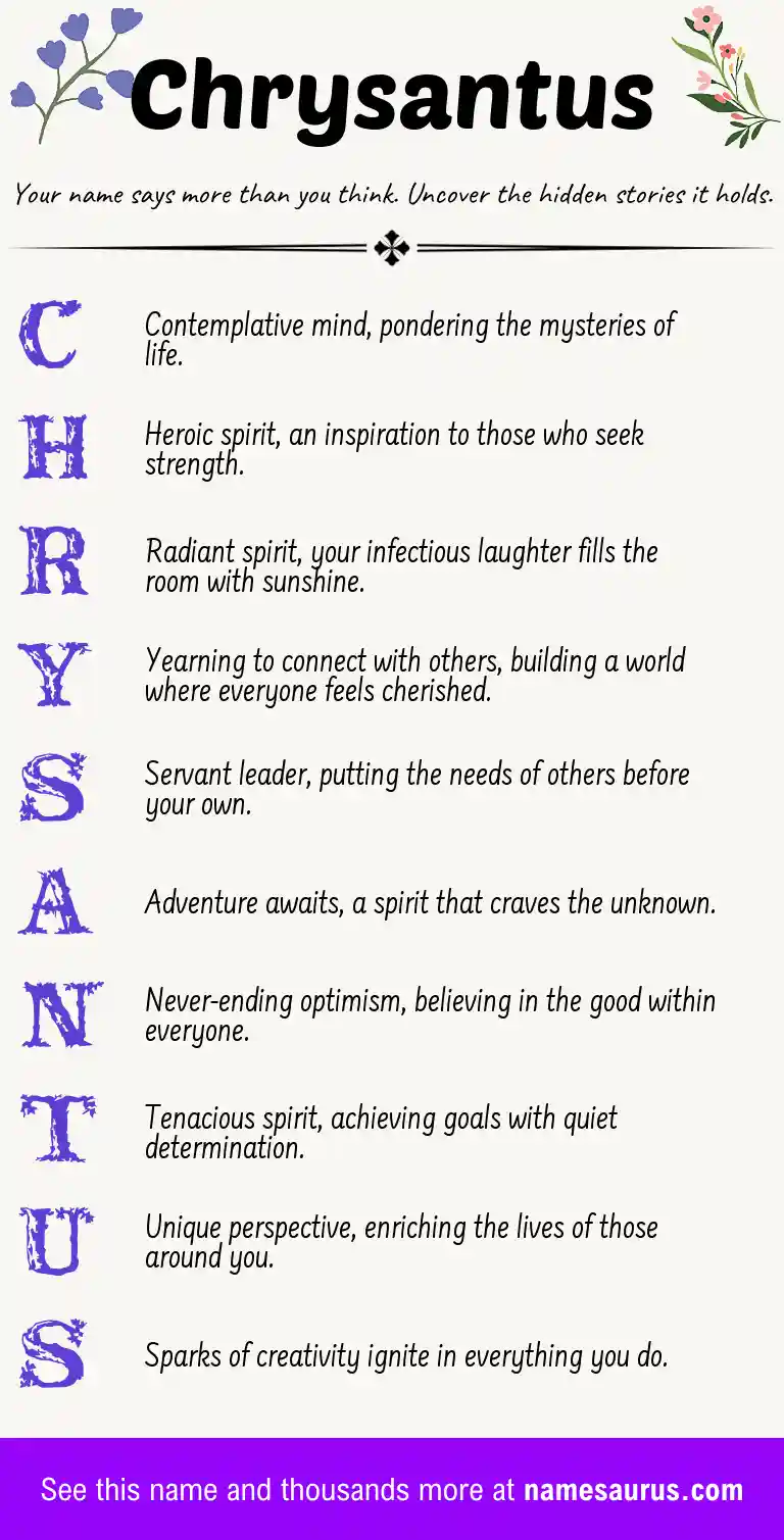 Acrostic poem about Chrysantus.
