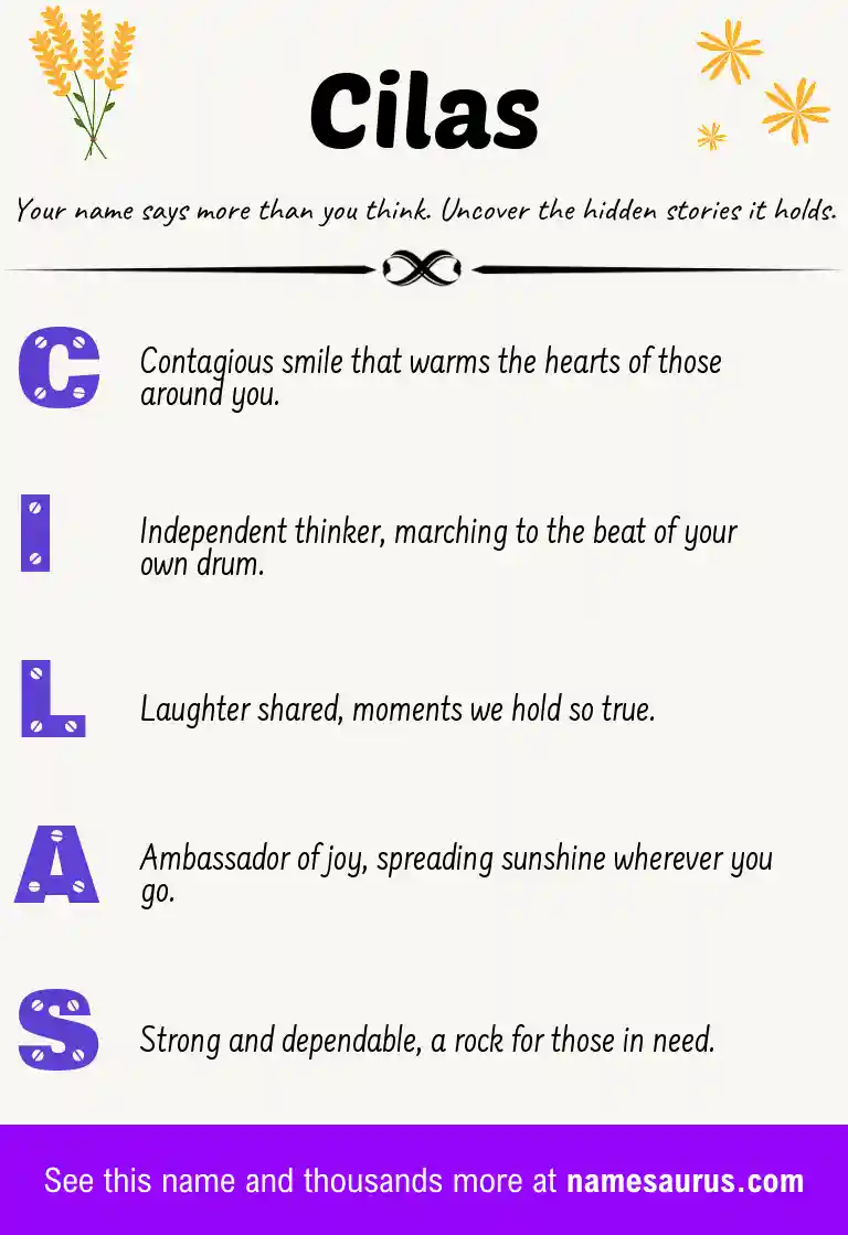 Acrostic poem about Cilas.