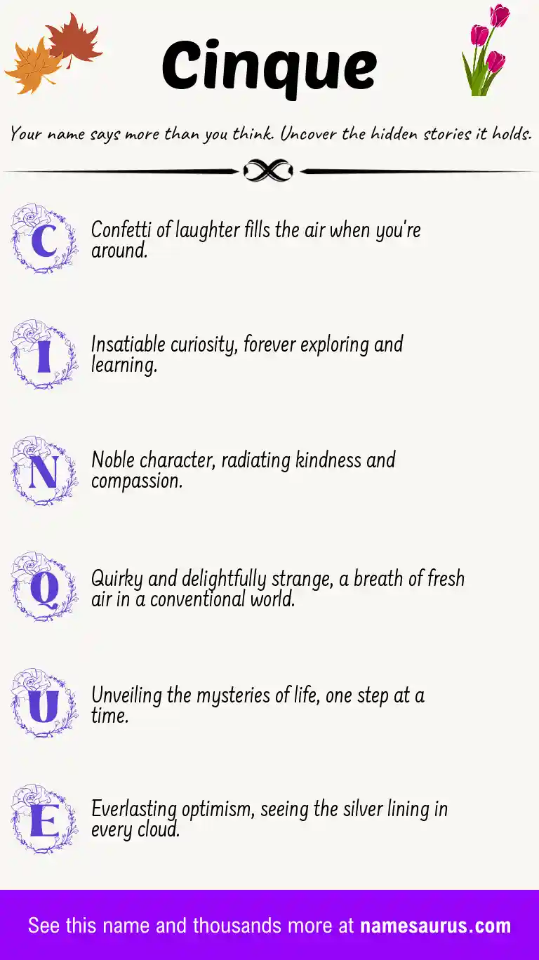 Acrostic poem about Cinque.