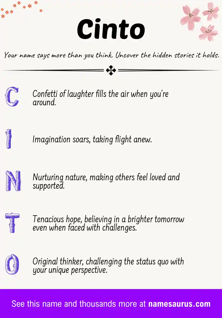 Acrostic poem about Cinto.