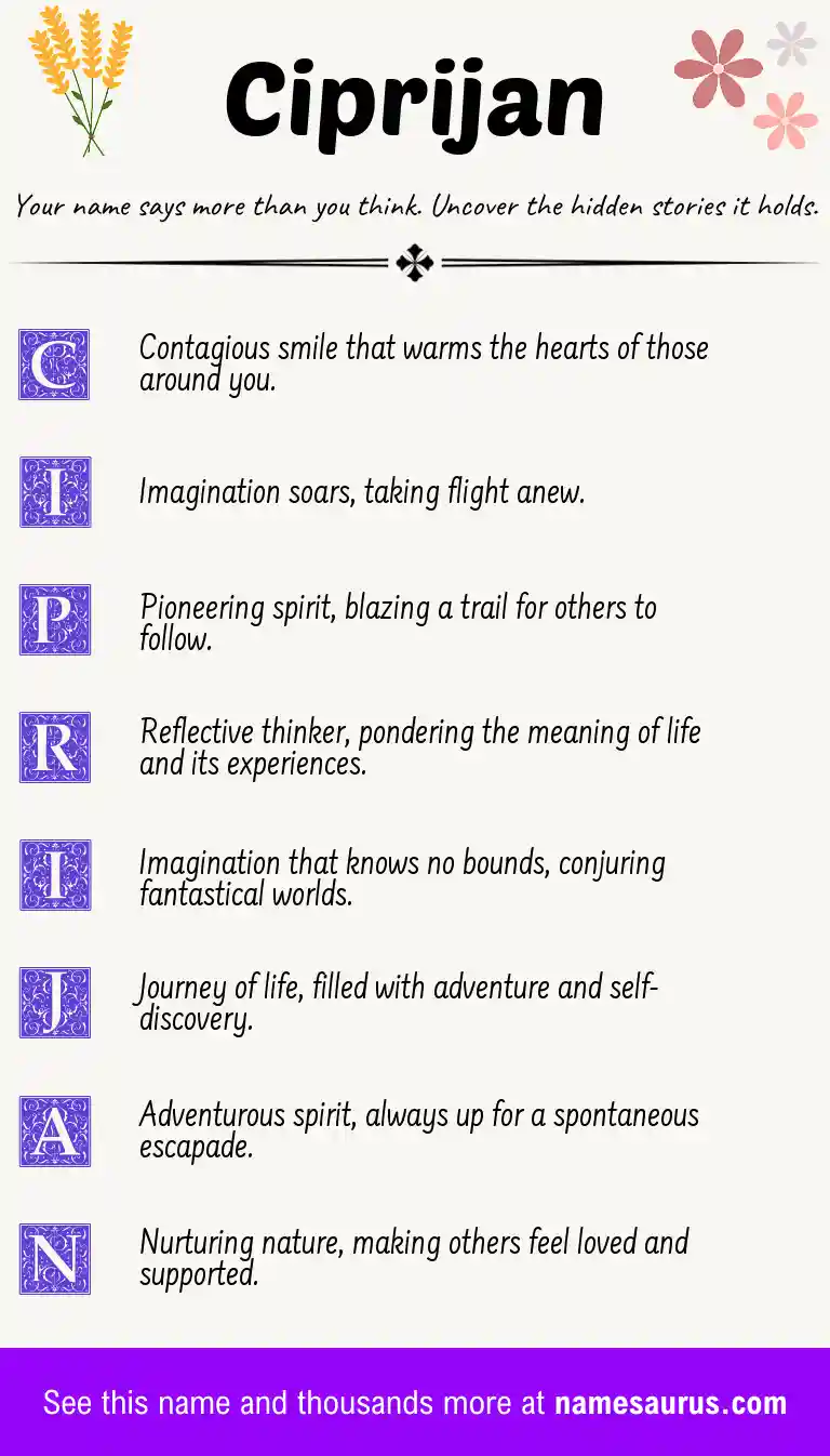 Acrostic poem about Ciprijan.