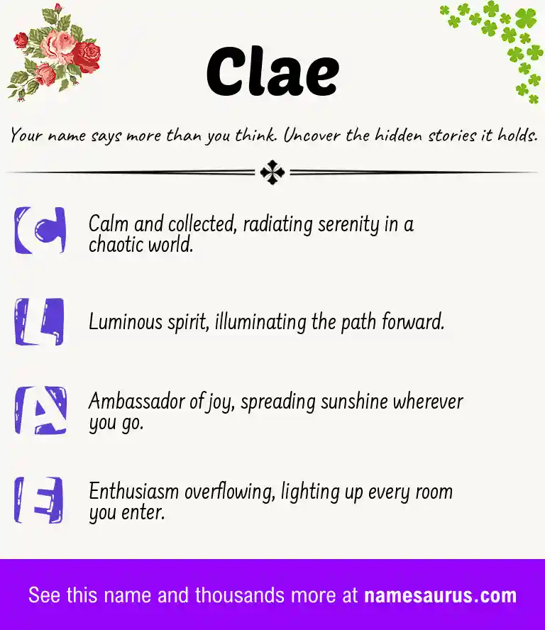 Acrostic poem about Clae.
