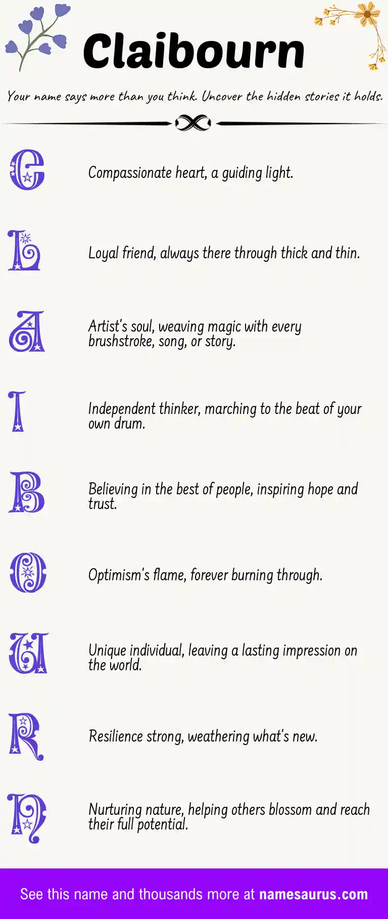 Acrostic poem about Claibourn.