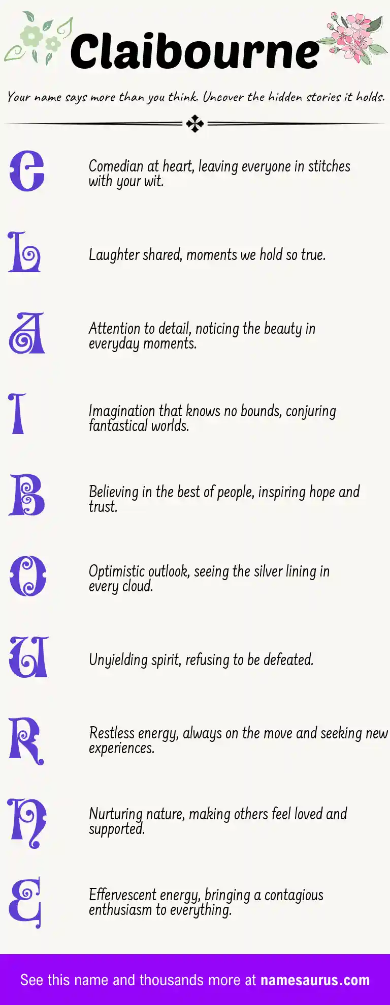 Acrostic poem about Claibourne.