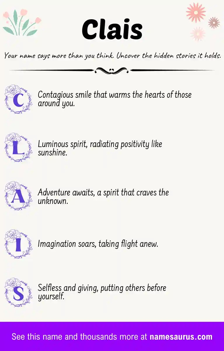 Acrostic poem about Clais.