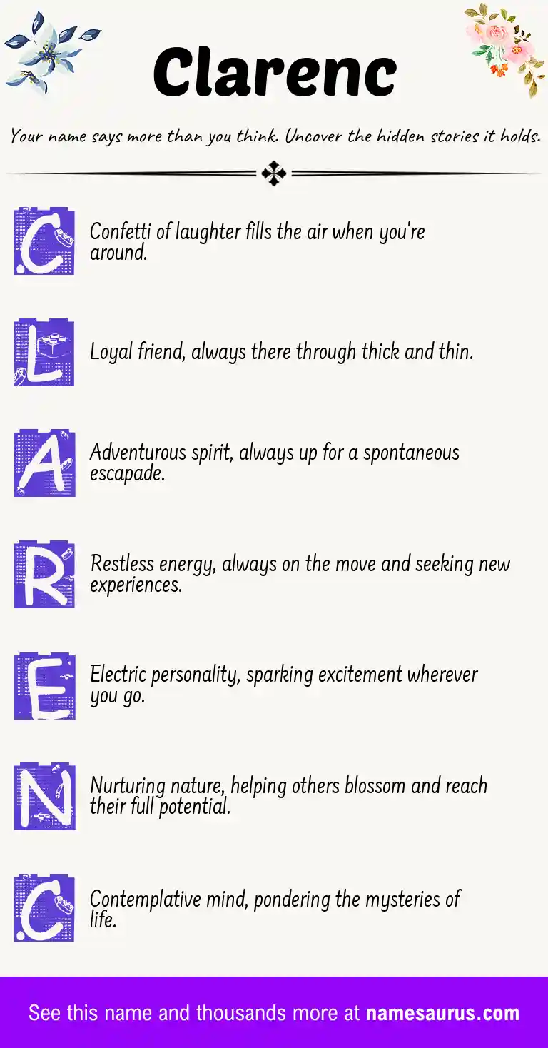 Acrostic poem about Clarenc.