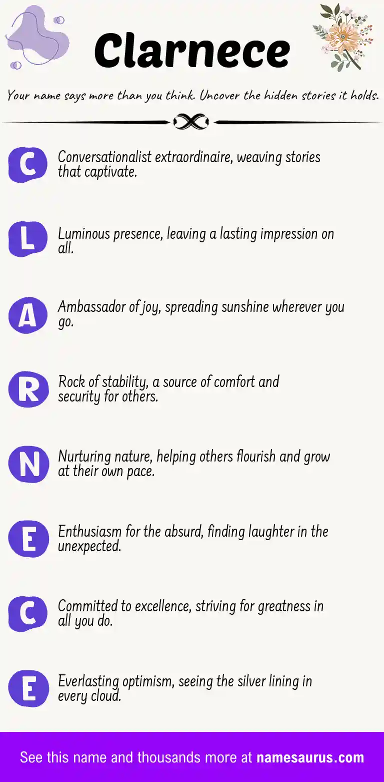 Acrostic poem about Clarnece.