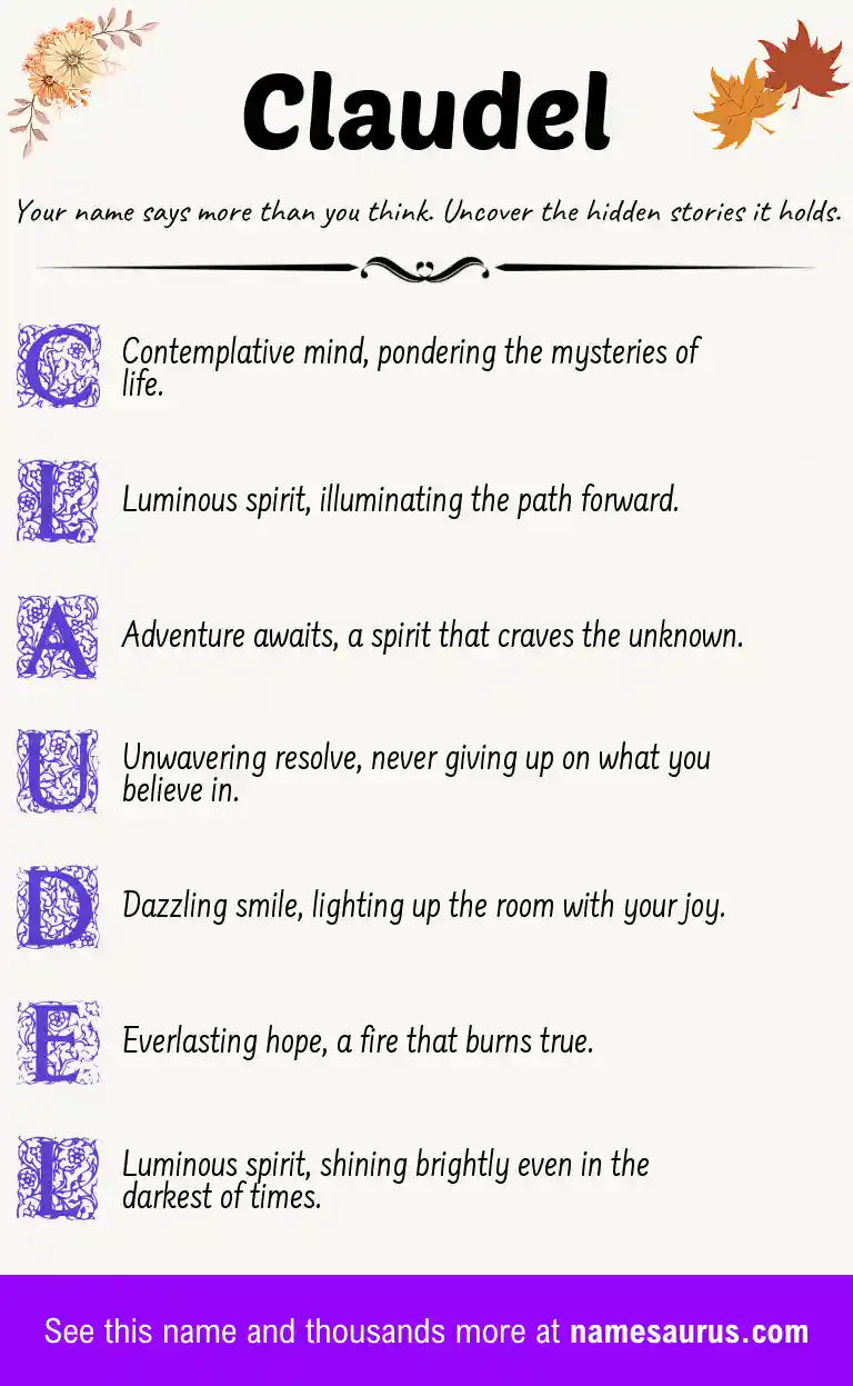 Acrostic poem about Claudel.