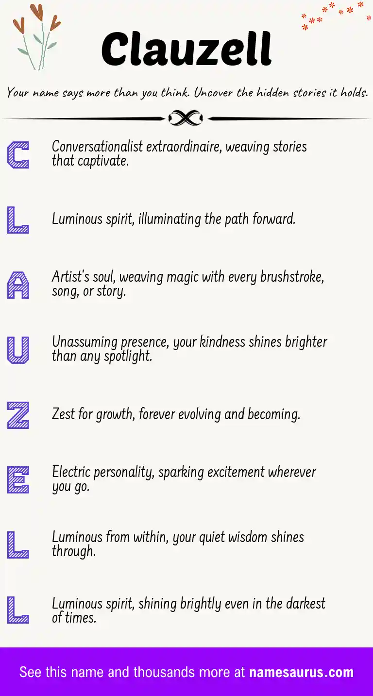 Acrostic poem about Clauzell.