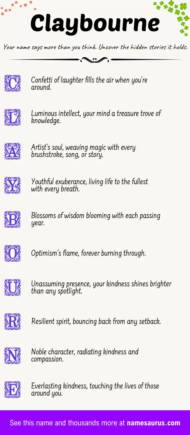 Acrostic poem about Claybourne.