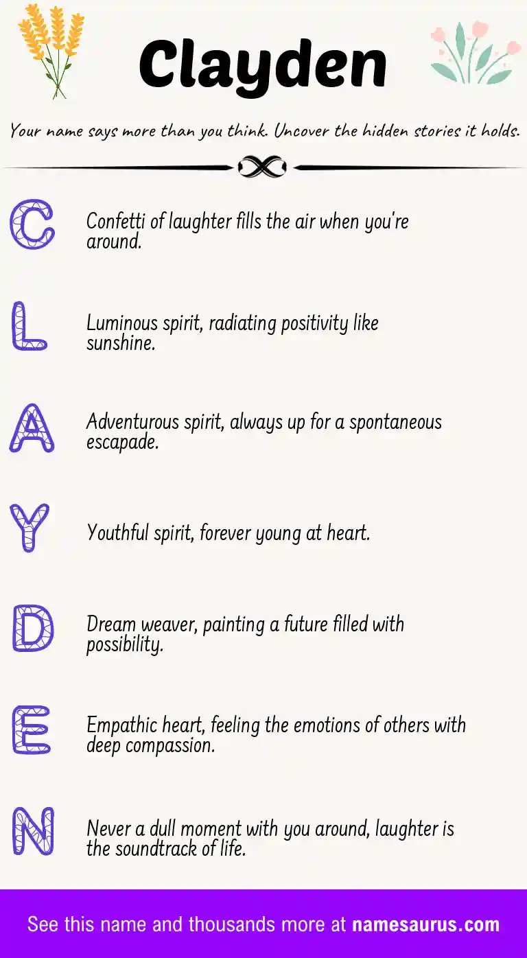 Acrostic poem about Clayden.
