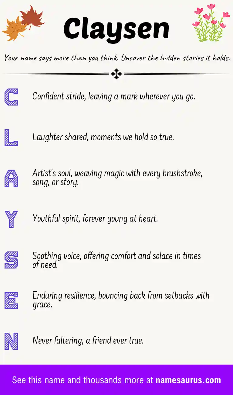 Acrostic poem about Claysen.