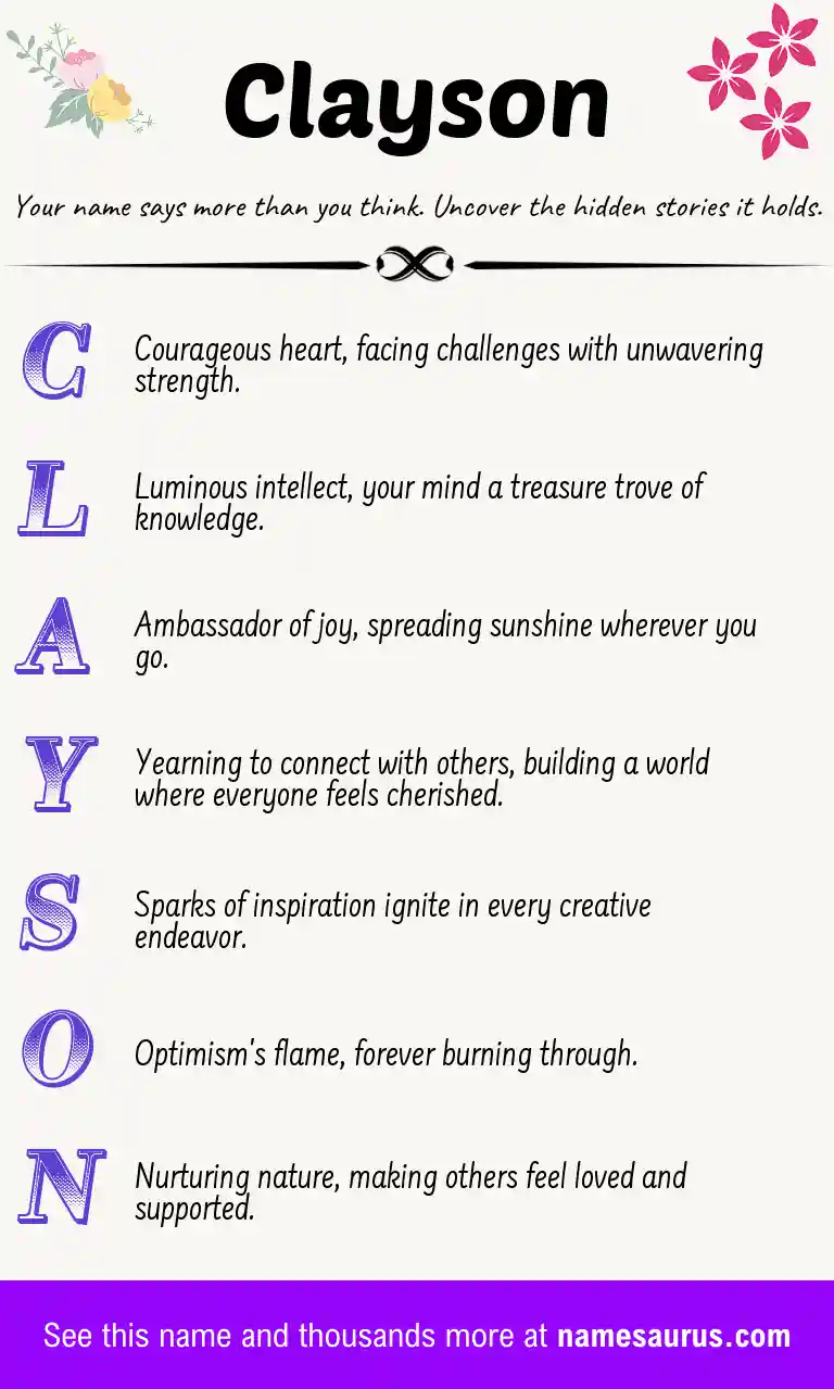 Acrostic poem about Clayson.