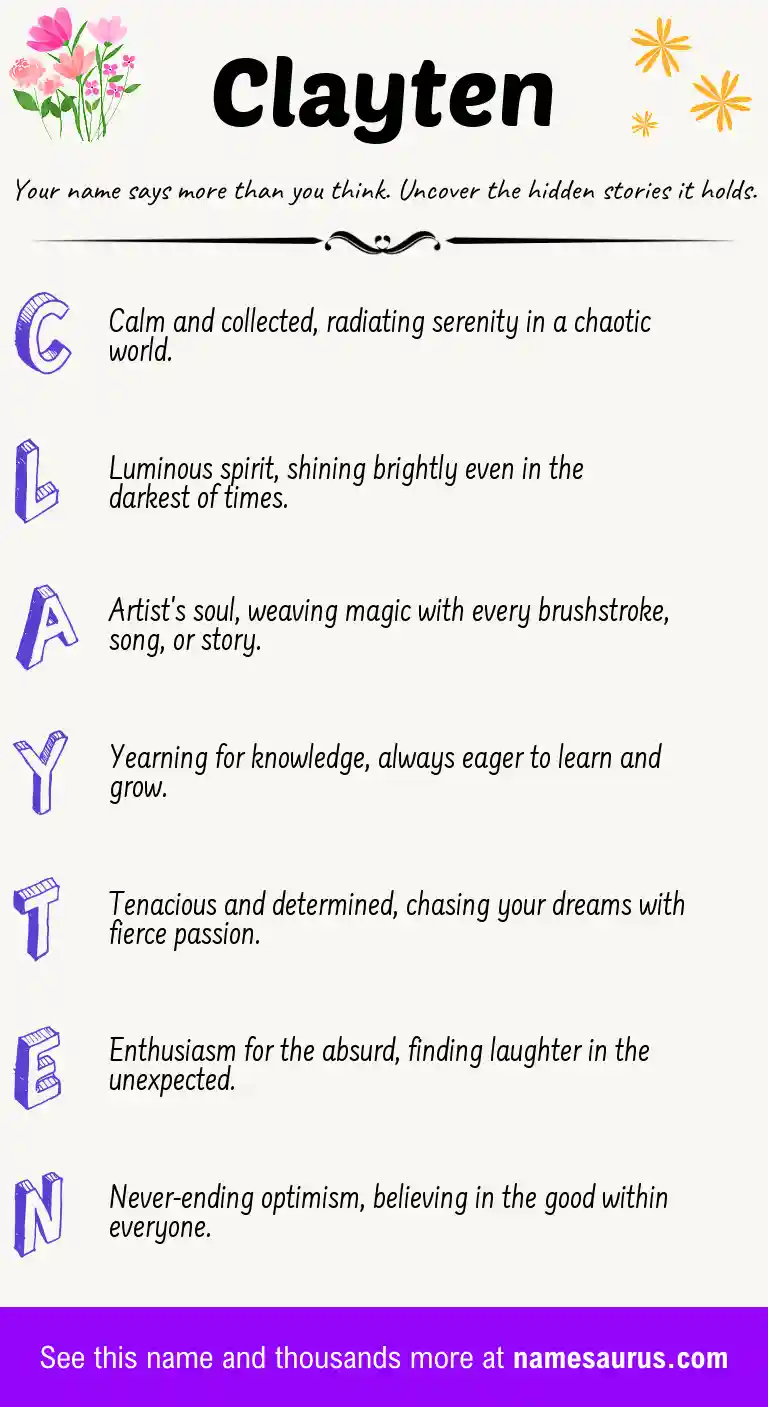 Acrostic poem about Clayten.