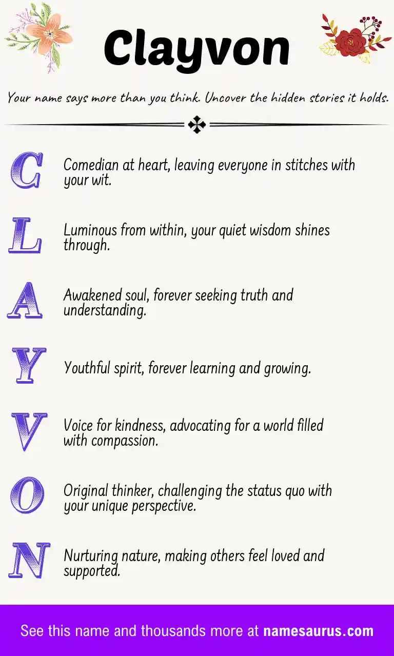Acrostic poem about Clayvon.