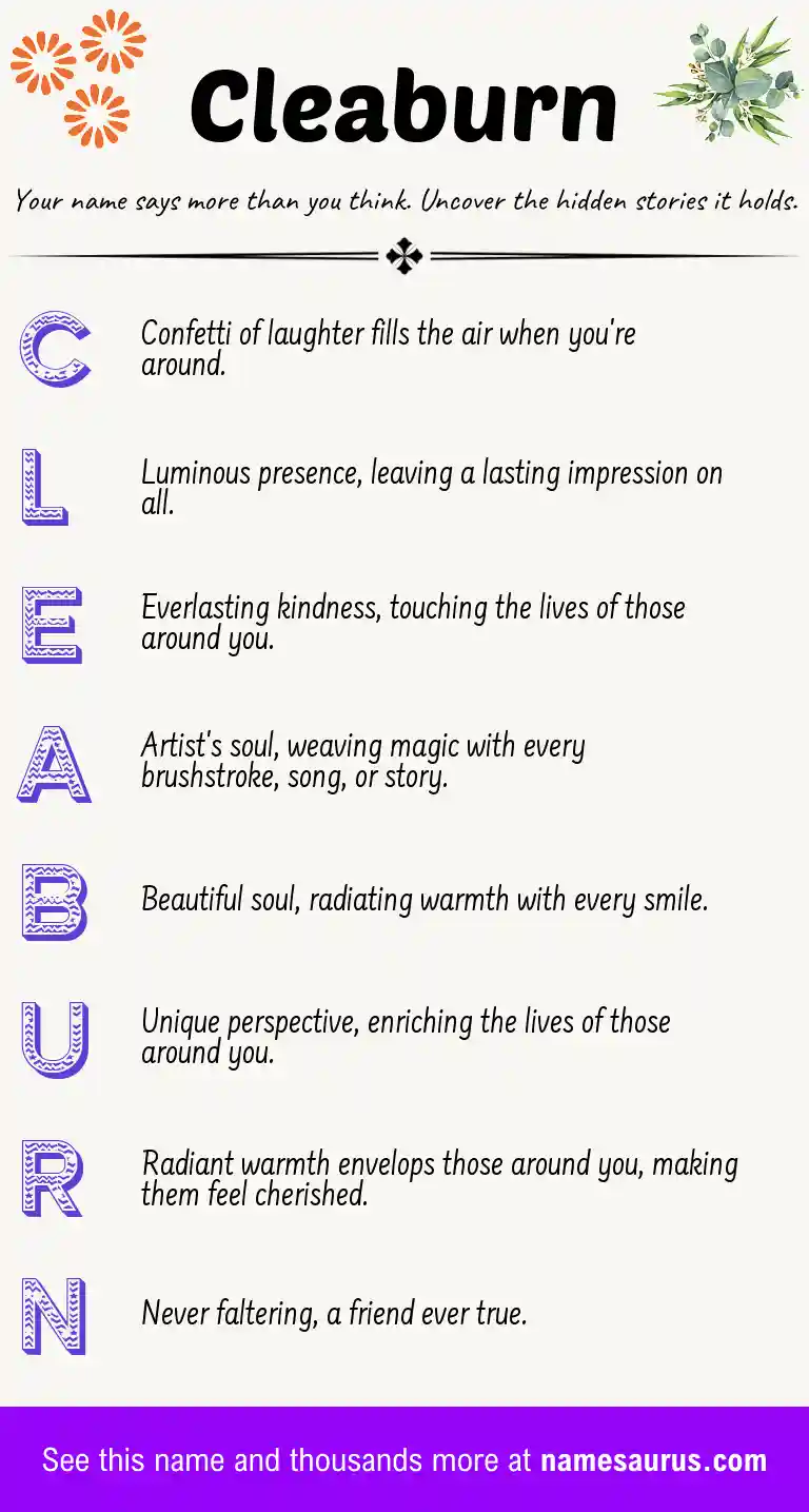Acrostic poem about Cleaburn.