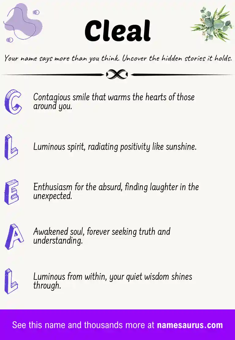 Acrostic poem about Cleal.