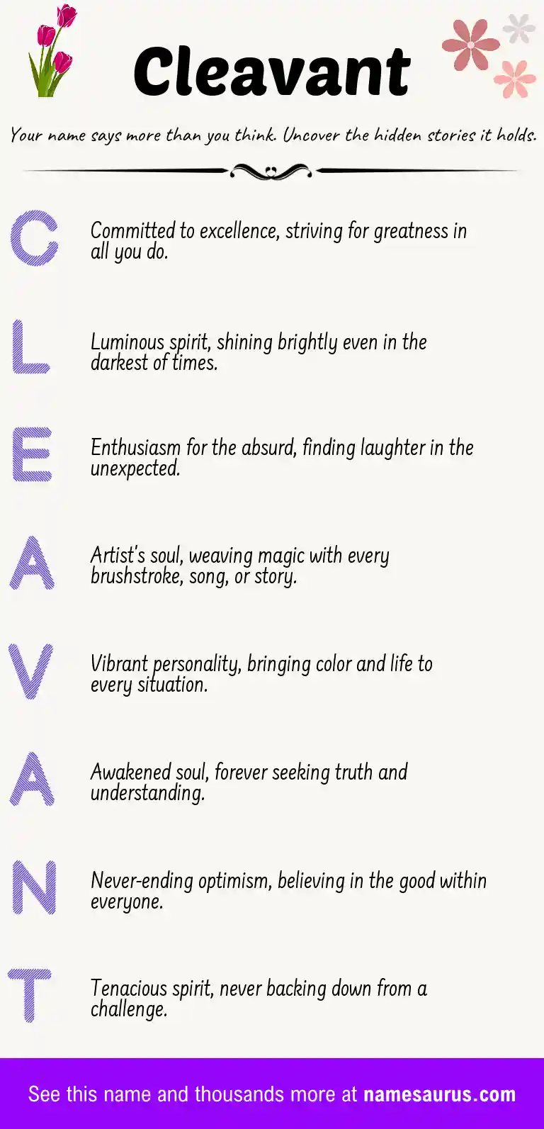 Acrostic poem about Cleavant.