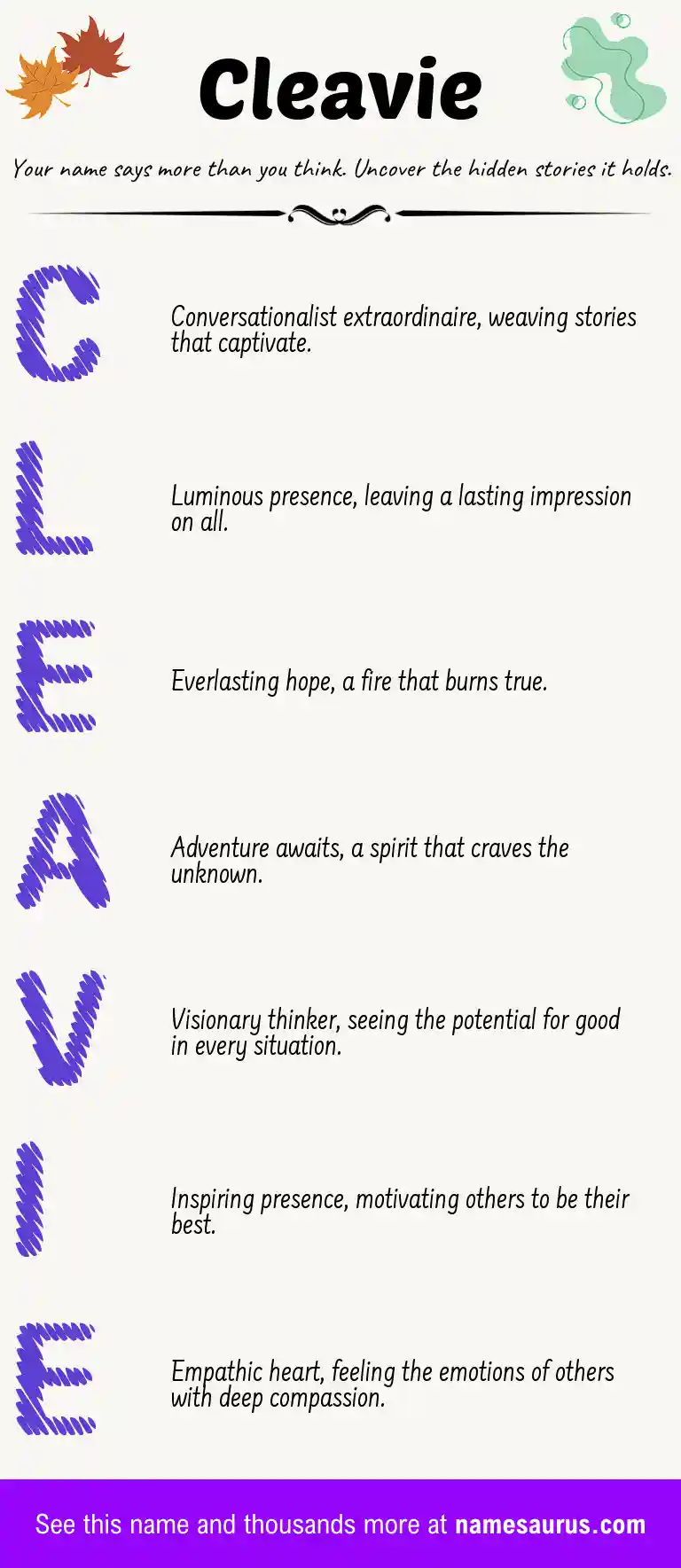 Acrostic poem about Cleavie.