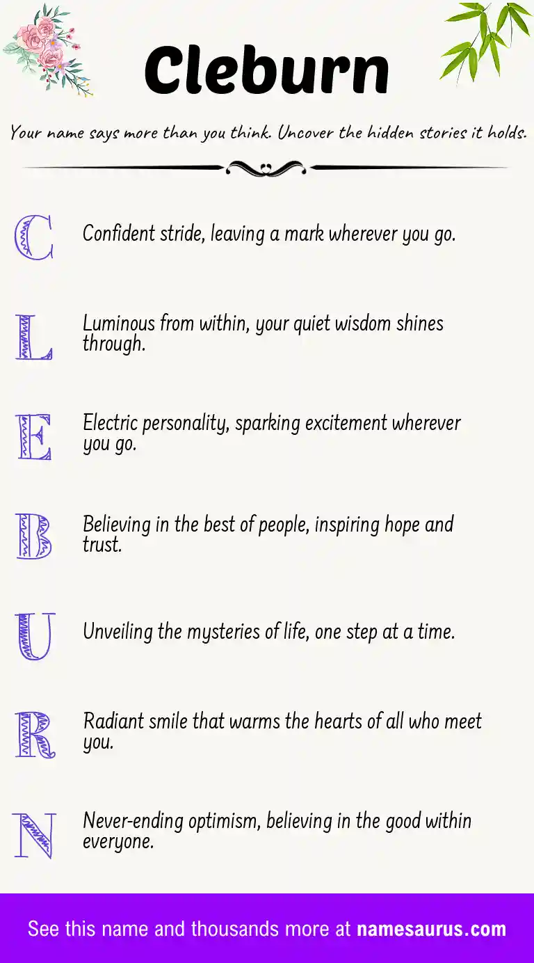 Acrostic poem about Cleburn.