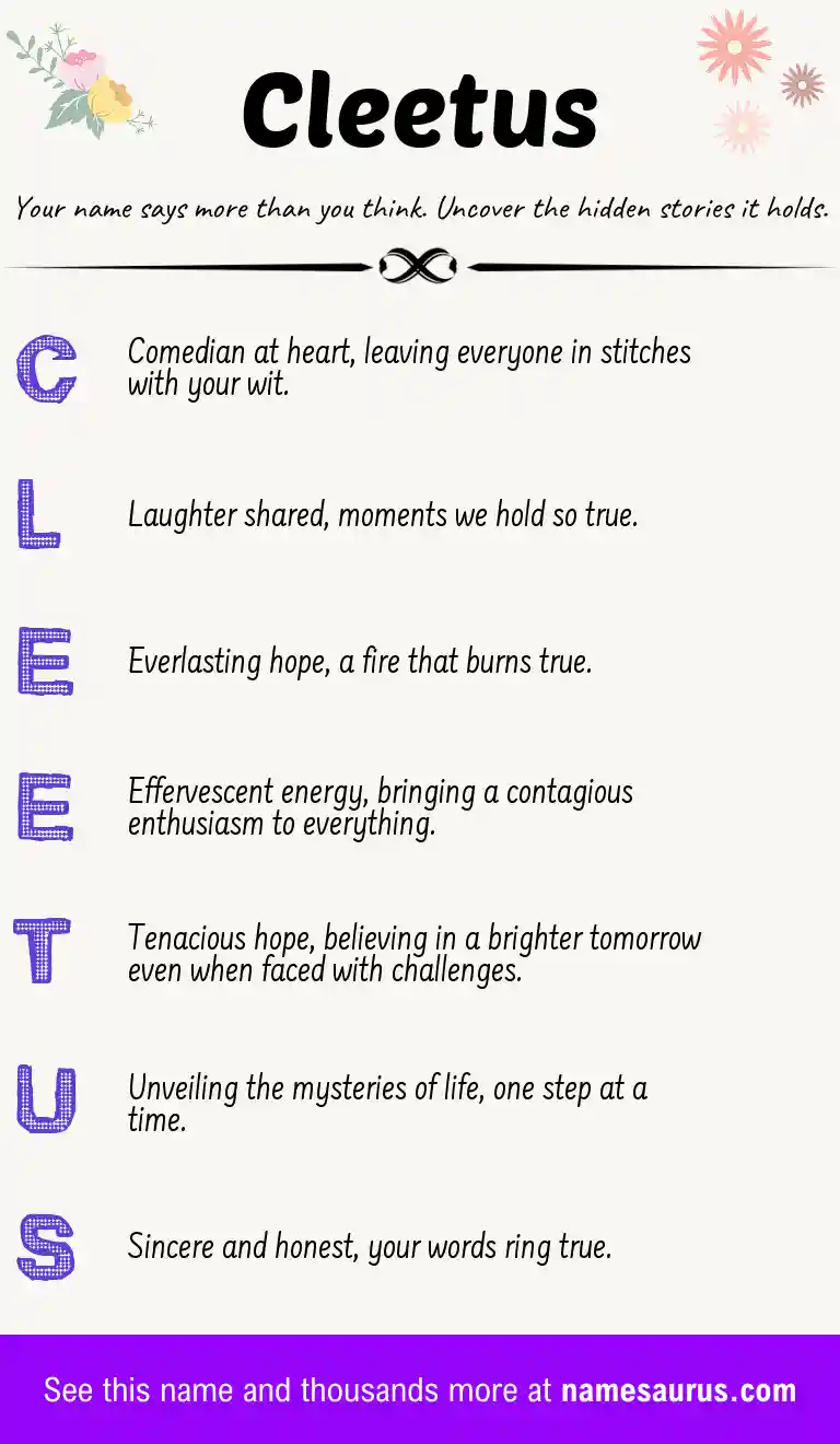 Acrostic poem about Cleetus.