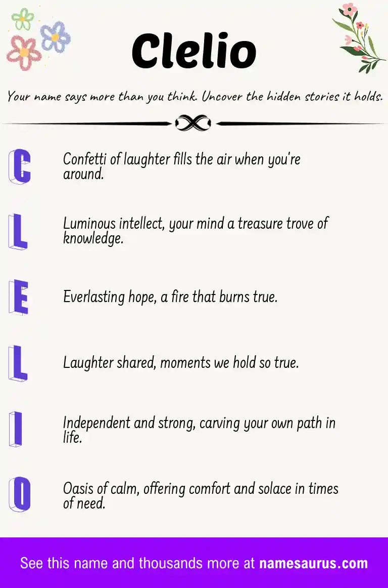 Acrostic poem about Clelio.