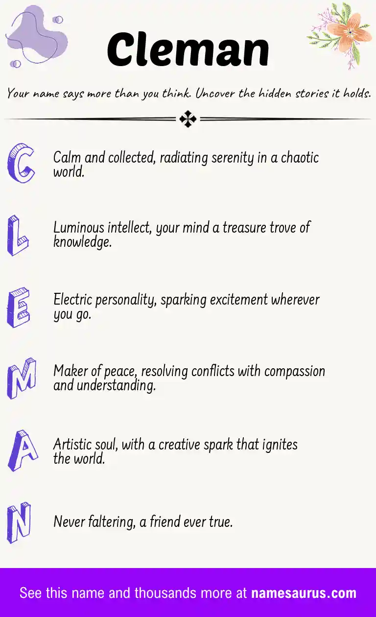 Acrostic poem about Cleman.