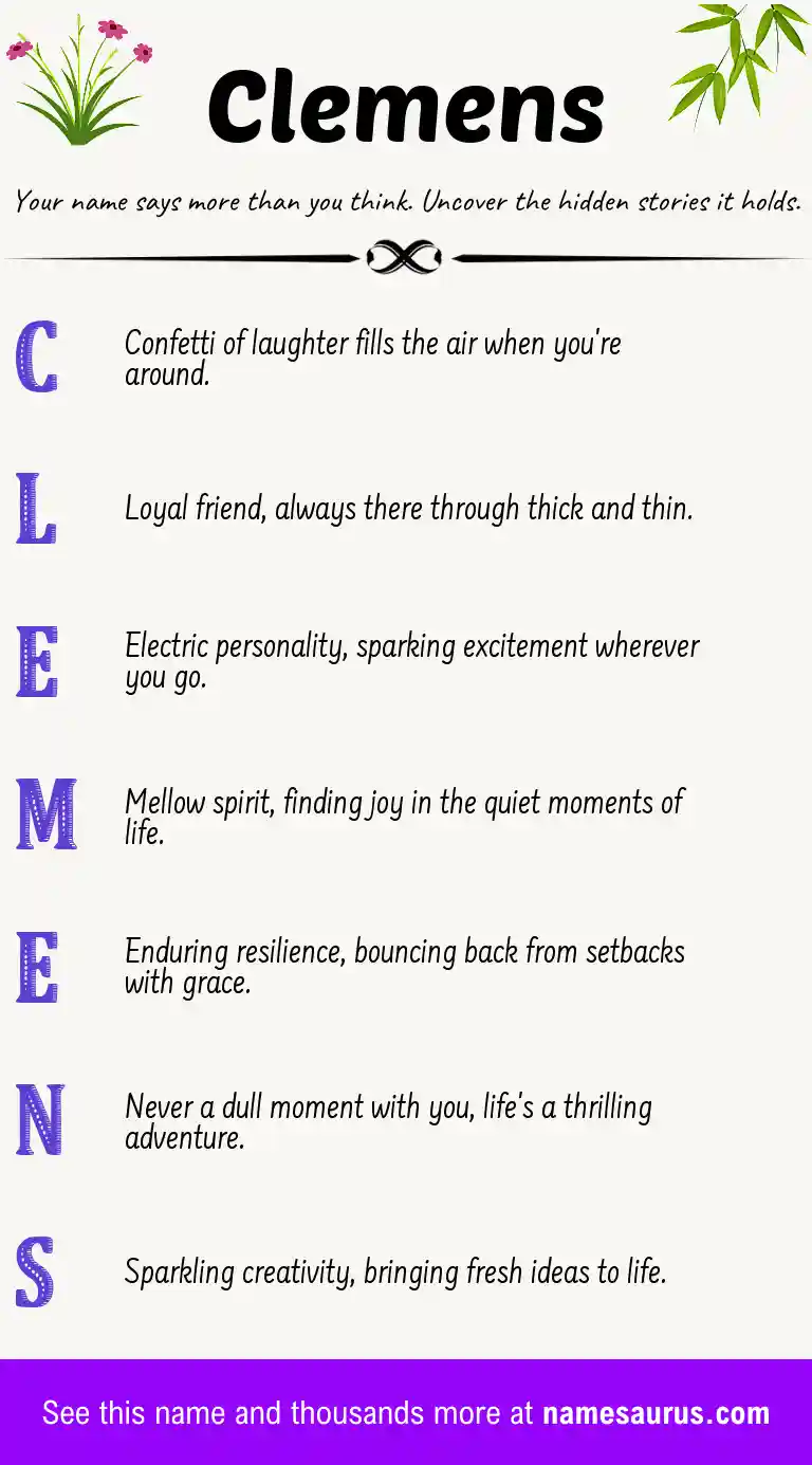 Acrostic poem about Clemens.