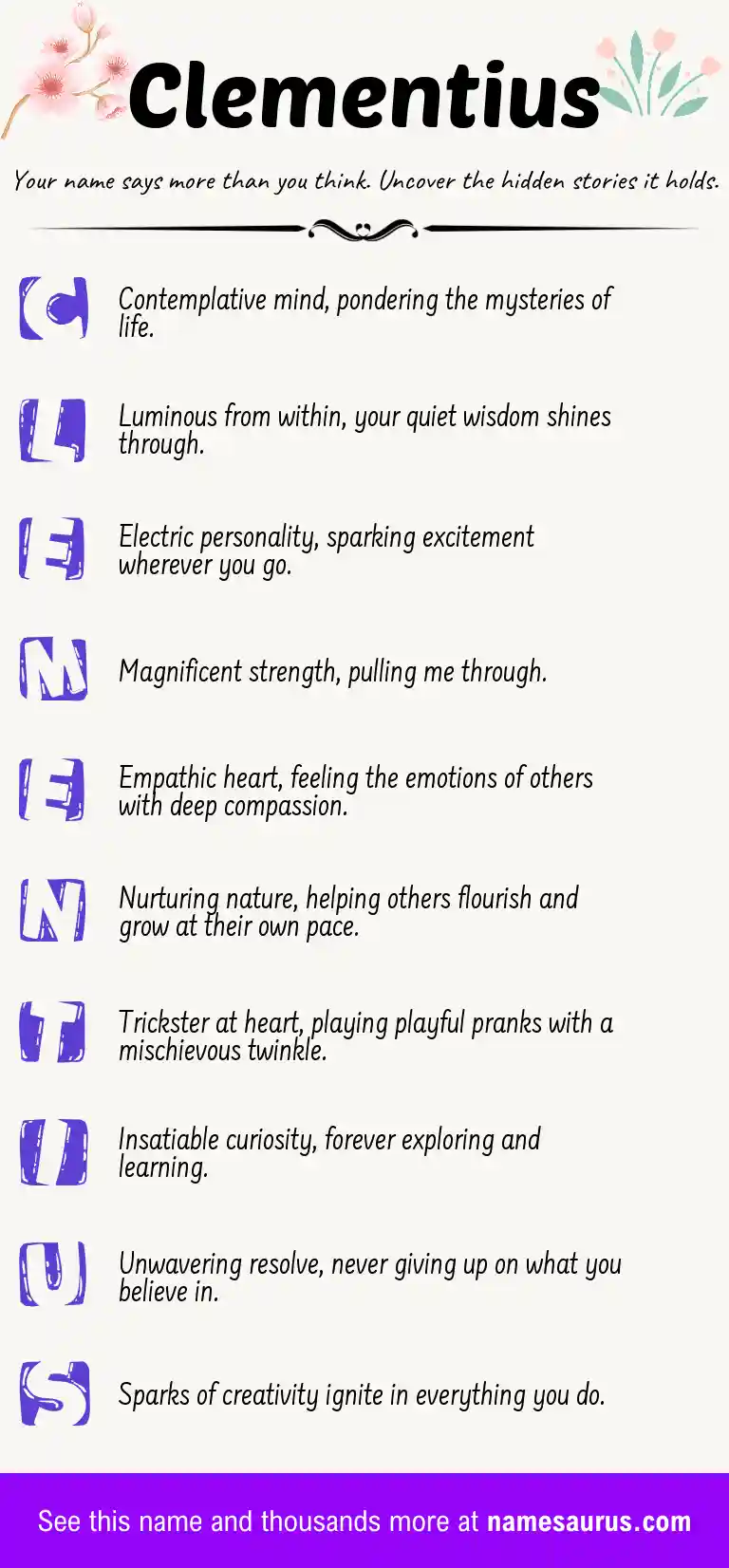 Acrostic poem about Clementius.