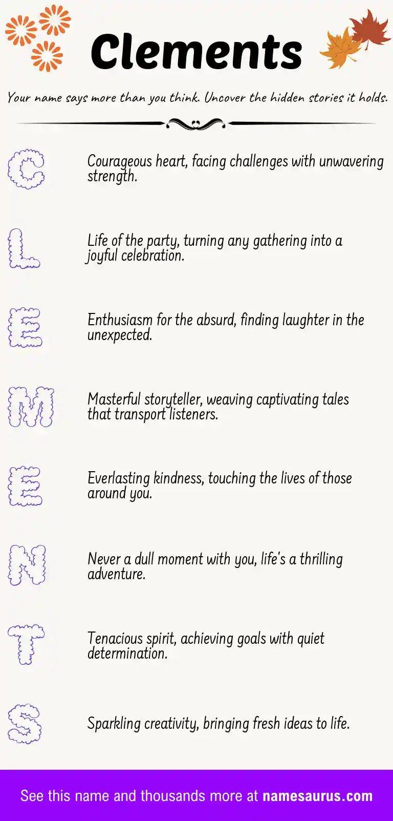 Acrostic poem about Clements.