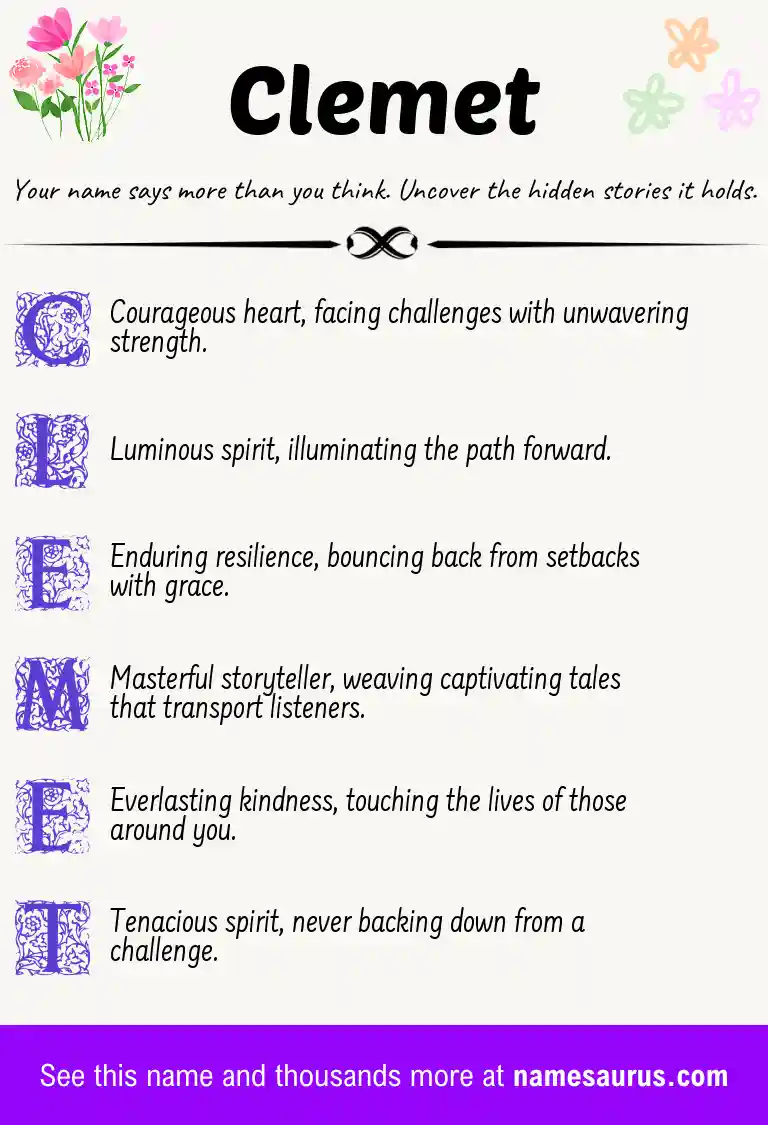 Acrostic poem about Clemet.