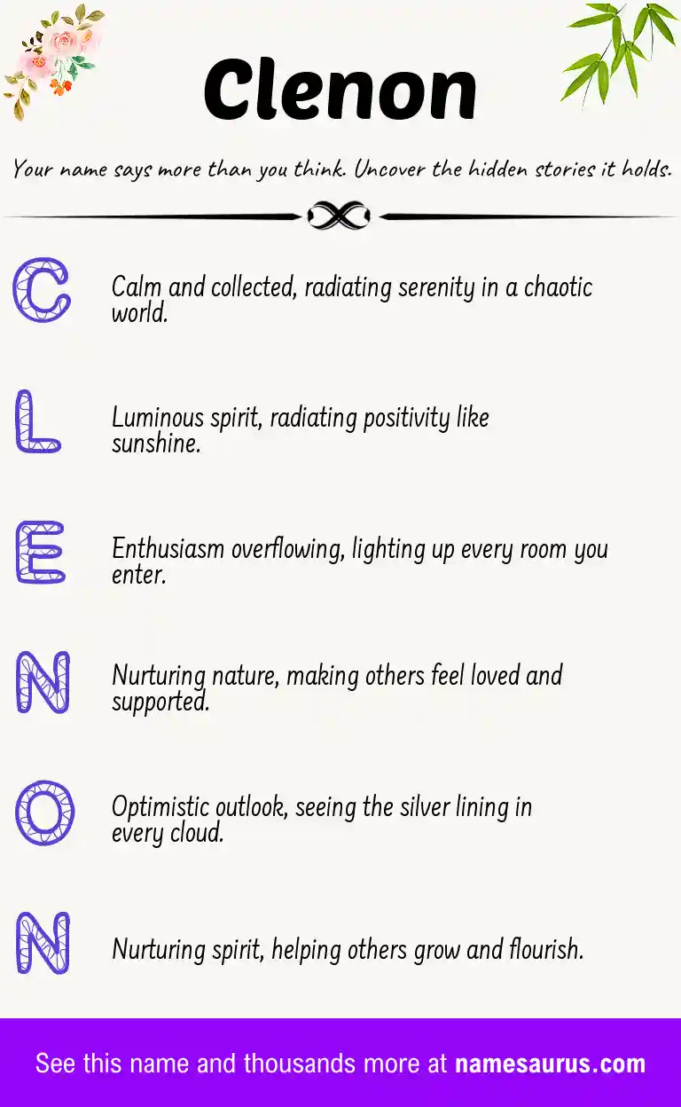Acrostic poem about Clenon.
