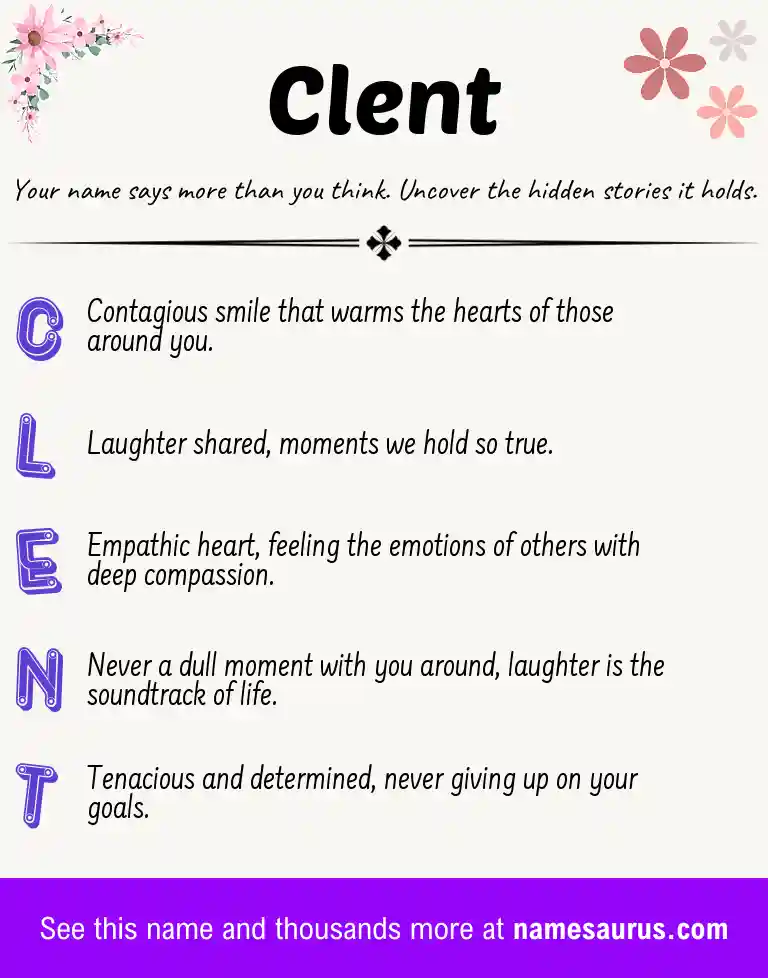 Acrostic poem about Clent.