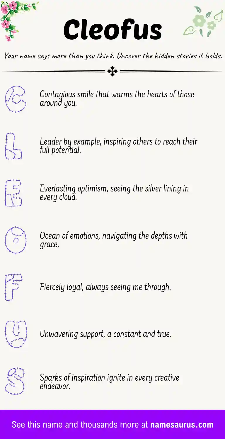Acrostic poem about Cleofus.