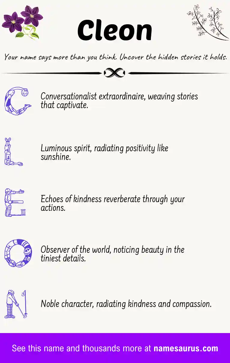 Acrostic poem about Cleon.