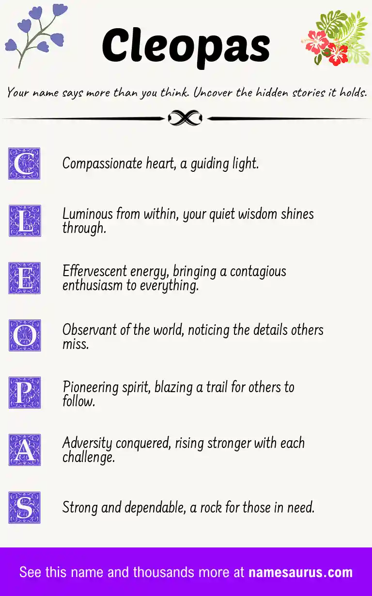 Acrostic poem about Cleopas.